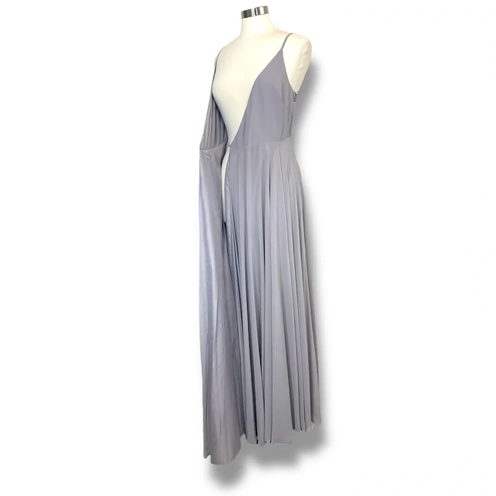 NWT Jenny Yoo James Luxe Chiffon Wrap Dress Opal Grey - Picture 6 of 10